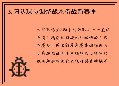 太阳队球员调整战术备战新赛季